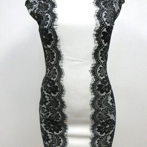 Elegant Black and White Lace Dress